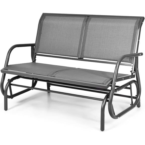 BOBOKY 2 Person Patio Glider, Outdoor Swing Bench, Rocker Glider Loveseat Chair with Heavy-Duty Steel Frame, Breathable Seat Fabric, Rocking Lounge Chair for Poolside, Garden, Backyard, Porch,Grey