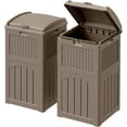 thumbnail image 1 of BOBOKY 33 Gallon Outdoor Trash Can, Hideaway Garbage Bins with Tiered Lid, Waterproof Resin Outside Waste Bins for Patio, Outside Pool, Backyard and Deck,Brown,2 Pack, 1 of 8