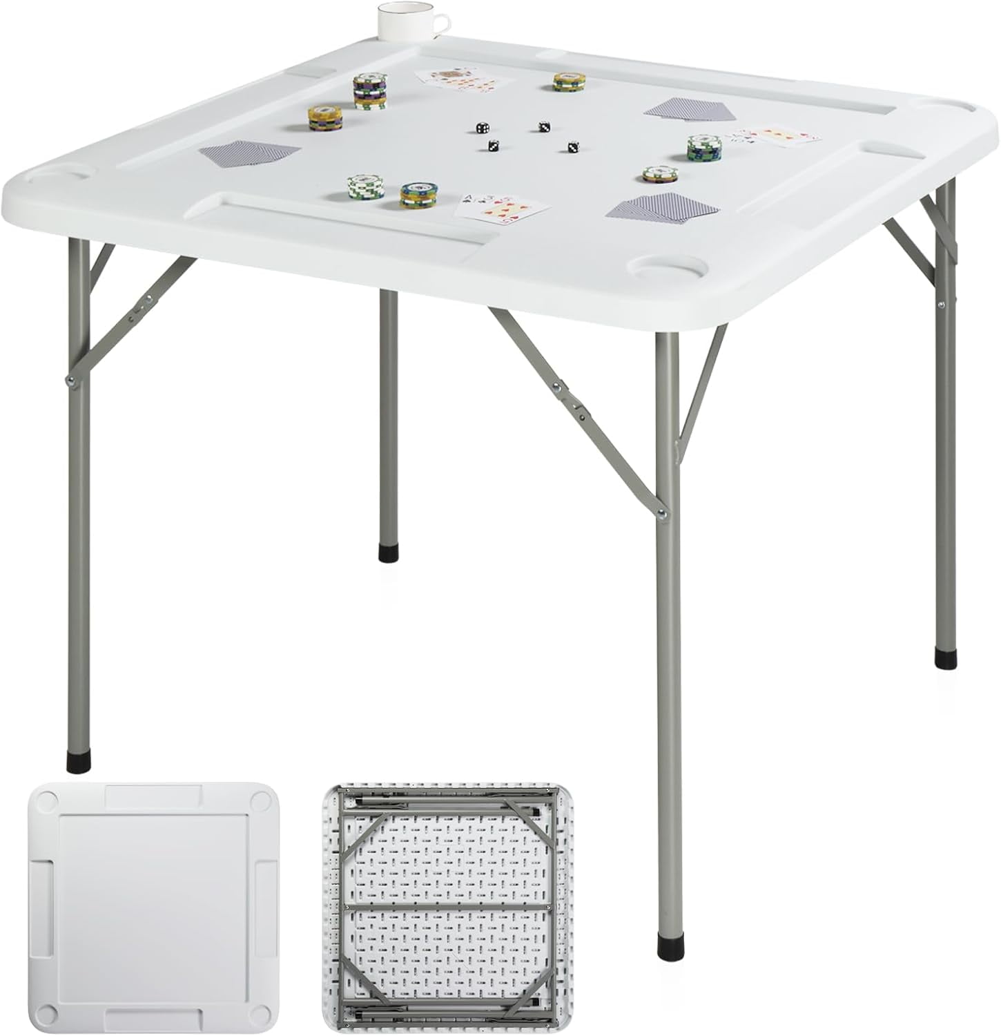 BOBOKY 35 Inch Folding Mahjong Table Set for Adults with 4 Cup Holders ...
