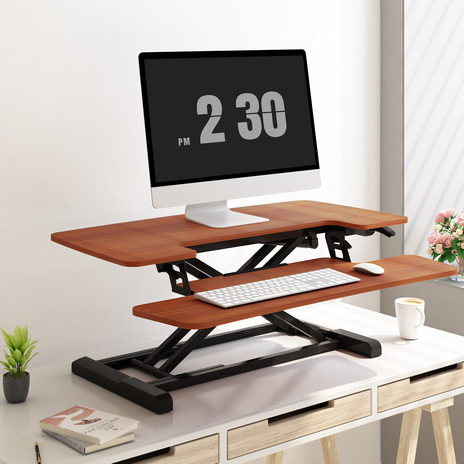 BOBOKY 35 Inch Standing Desk Converter Height Adjustable Riser with ...