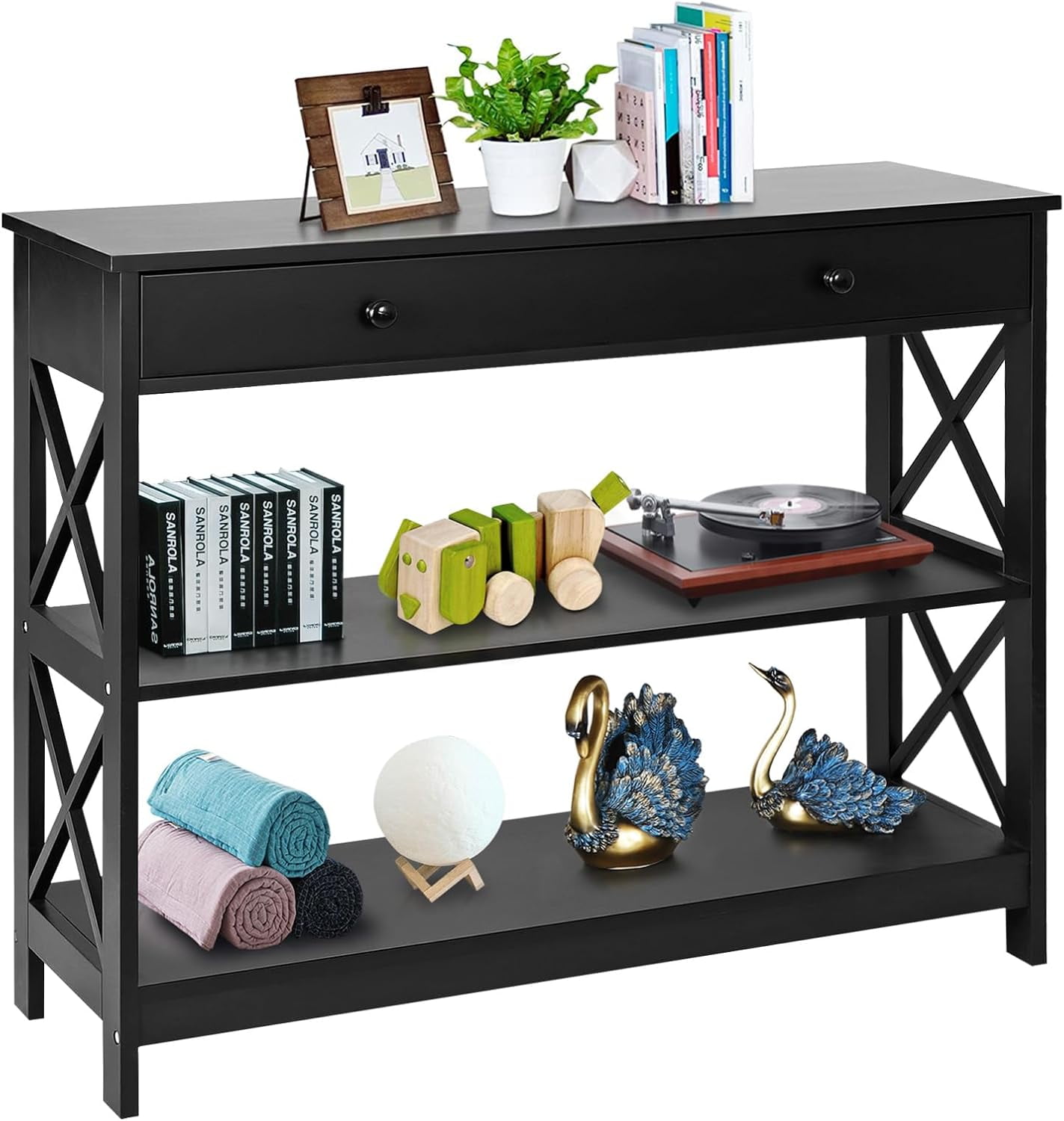 BOBOKY 39.5 Inch Narrow Console Table, 3 Tier Entryway Table Sofa Side ...