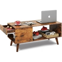 BOBOKY 39" Coffee Table for Living Room, Lift Top Coffee Table with Storage, Small Rising Wooden Dining Center Table with Storage Shelf & Hidden Compartment,Brown