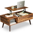 thumbnail image 1 of BOBOKY 39" Coffee Table for Living Room, Lift Top Coffee Table with Storage, Small Rising Wooden Dining Center Table with Storage Shelf & Hidden Compartment,Rustic Brown, 1 of 8