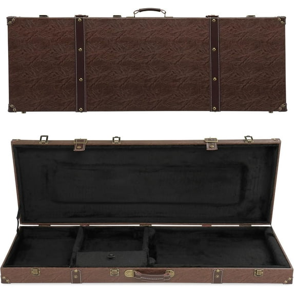 BOBOKY 39 Inch Electric Guitar Hard Case Wooden Protective Rectangle Hard Shell with Lock Latch Padding for KST KTL 170 Model Gig Carry Storage.Vintage Brown