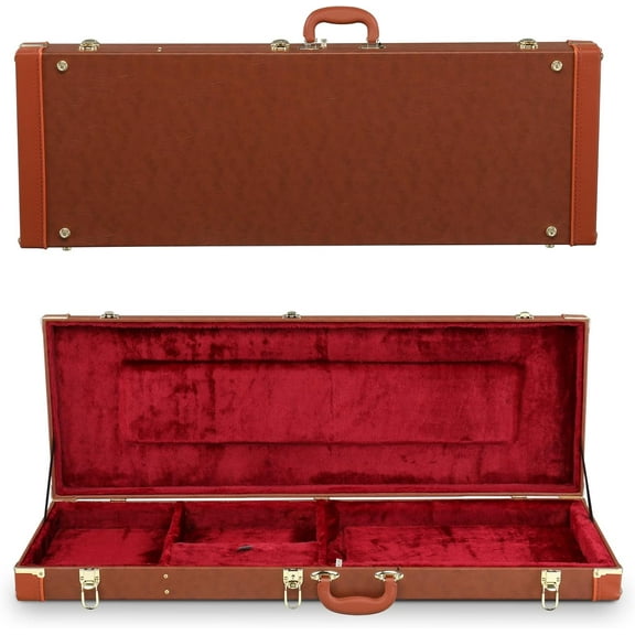 BOBOKY 39 Inch Electric Guitar Hard Case Wooden Protective Rectangle Hard Shell with Lock Latch Padding for KST KTL 170 Model Gig Carry Storage.Brown