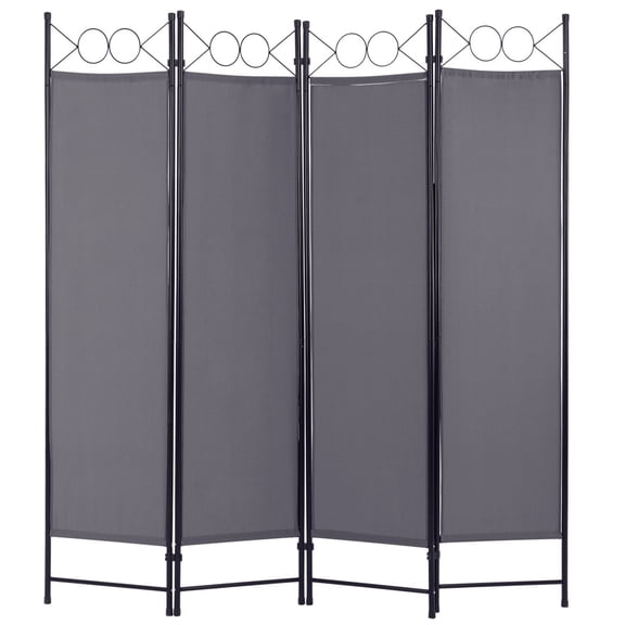 BOBOKY 4-Panel Room Divider 6FT Tall, Steel Frame Folding Privacy Screen for Home Office, Freestanding Partition for Bedroom, Studio, Decorative Wall.Grey