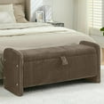 thumbnail image 1 of BOBOKY 44 Inch Corduroy Storage Ottoman Bench, Upholstered End of Bed Bench with Safety Hinge, Linear Storage Bench for Bedroom Living Room Entryway, Modern Footrest Seat,Brown, 1 of 14