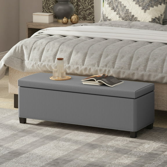 BOBOKY 47 Inch Storage Ottoman Bench, Foot Rest with Removable Lid, Large Capacity Toy Chest for Bedroom, Living Room, End of Bed, Upholstered.Gray