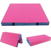 BOBOKY 48" L x 48" W x 4" Th Folding Gymnastics Mat with Carry Handles, Bio-Folding Tumbling Mat for Kids & Cheerleading, Pink