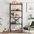 thumbnail image 1 of BOBOKY 5 Tier Bookshelf, Modern Tall Bookcase, Industrial Book Shelves Display Standing Shelf, Free Standing Storage Organizer for Bedroom, Living Room,Brown, 1 of 8
