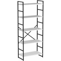 BOBOKY 5 Tier Bookshelf, Modern Tall Bookcase, Industrial Book Shelves Display Standing Shelf, Free Standing Storage Organizer for Bedroom, Living Room,White