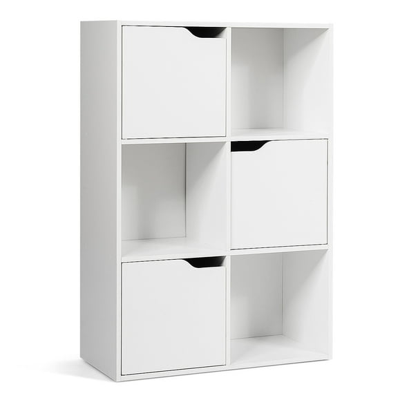 BOBOKY 6 Cube Bookcase Cabinet Wood Storage Shelves Room Divider Organization Unit for Living Room.