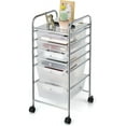 thumbnail image 1 of BOBOKY 6 Storage Drawer Cart Rolling Organizer Cart for Tools Scrapbook Paper Home Office School Multipurpose Mobile Utility Cart (Clear White), 1 of 9