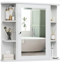 BOBOKY Bathroom Medicine Cabinet, Bathroom Mirror Cabinet Wall Mounted with 6 Side Open Shelves, Wall Cabinet with Mirror,White
