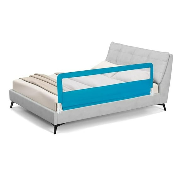 BOBOKY Bed Rails for Toddlers, 71'' Extra Long, Upgraded Swing Down Bed Guard w/Safety Strap, Folding Baby Bedrail for Kids Twin, Double, Full Size Queen & King Mattress (71-Inch, Blue)