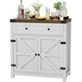 thumbnail image 1 of BOBOKY Coffee Bar Cabinet Farmhouse Kitchen Sideboard Buffet Cabinet with Drawer and Adjustable Shelf Barn Door Storage for Kitchen, Dining Room, Bathroom, Entryway,White, 1 of 8
