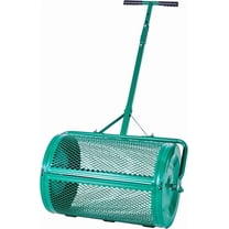 BOBOKY Compost Spreader,24 in Wide Peat Moss Spreader with Push/Tow Handle,4 Heights Adjustable,Powder-Coated Steel Garden Peat Moss Roller,Heavy Duty Grass Seed Spreaders for Planting Seeding,Green