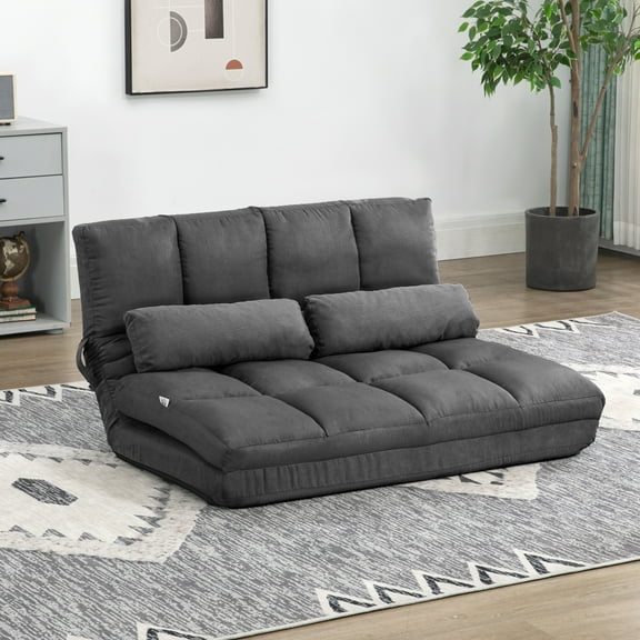 BOBOKY Floor Sofa with Adjustable Backrest Japanese Style Futon Couch for Living Room Folding Floor Chair with Throw Pillows.Dark Gray