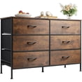 thumbnail image 1 of BOBOKY Dresser for Bedroom with 6 Drawers, Wide Fabric Dresser TV Stand for 50 Inches TV, with Metal Frame, Wooden Top, Fabric Storage Dresser for Bedroom, Hallway, Entryway,Rustic Brown, 1 of 9