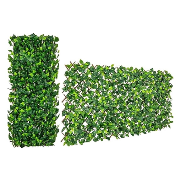 BOBOKY Expandable Fence Privacy Screen - Decorative Faux Green Ivy Fencing Panel for Balcony, Artificial Hedges with PE Leaves and Willow for Outdoors Garden Patio Deck Apartment, 1 Pack
