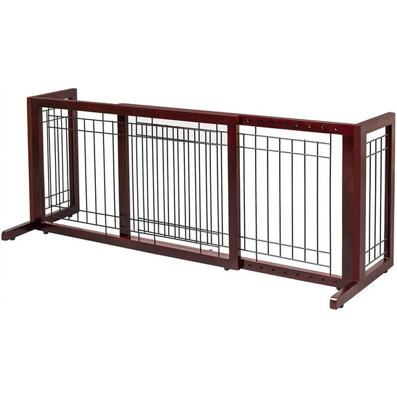 BOBOKY Free Standing Pet Gates for Dogs Indoor Dog Fence,Solid Wooden Dog Gates for The House,Doorways and Stairs,Doggie Gates for Indoors Adjustable from 40"to71" Wide,Cherry,71x21x11Inch(Pack of 1)