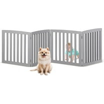 BOBOKY Freestanding Pet Gate for Dogs - 4 Panels Indoor Foldable Dog Fence for Stairs, Hallways, or Doorways - 82x24-Inch Freestanding Dog Gates,4 Panel 24"H,Gray