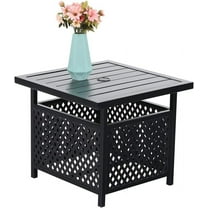 BOBOKY Indoor Outdoor Small Metal Square Side/End Table, Patio Coffee Bistro Table, Black, Metal, 19.5"D x 21.97"W x 22"H