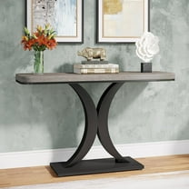 BOBOKY Industrial Console Table, 40 inch Narrow Entryway Foyer Table with Geometric Base, Rustic Hallway Accent Table for Living Room, Entrance,Gray and Black