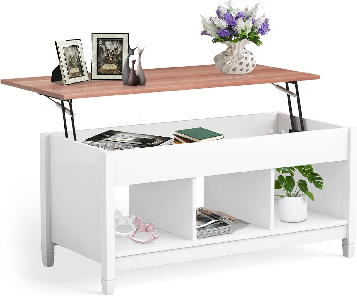 BOBOKY Lift Top Coffee Table, with Hidden Storage Compartment & 3 Open ...