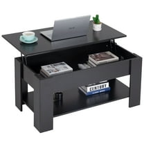 BOBOKY Lift Top Coffee Table with Hidden Compartment for Living Room, Modern Lift-Top Coffee Table with Storage Shelf, Hidden Storage Organizer.Black