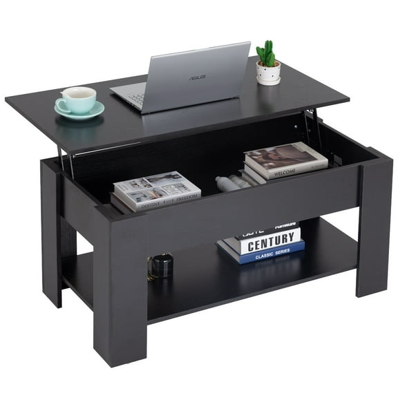 BOBOKY Lift Top Coffee Table with Hidden Compartment for Living Room, Modern Lift-Top Coffee Table with Storage Shelf, Hidden Storage Organizer.Black