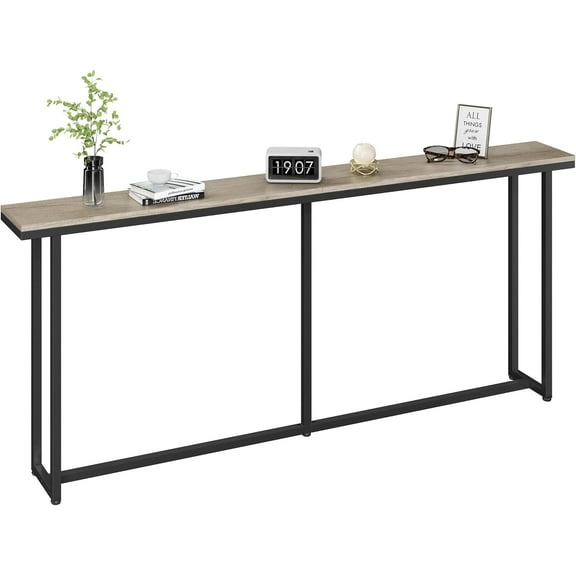 BOBOKY Narrow Console Table Extra Long Entryway Table with Sturdy Metal Frame for Behind Couch Hallway Living Room Sofa Table Modern Industrial Design.71″ L × 8″ W × 32″ H,Grey