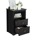 thumbnail image 1 of BOBOKY Nightstand with 2 Drawer and 1 Open Shelf, 29" Tall Bedside Table Wooden Flie Cabinet Telephone Table Bed Side Table with Storage for Bedroom,Black, 1 of 8