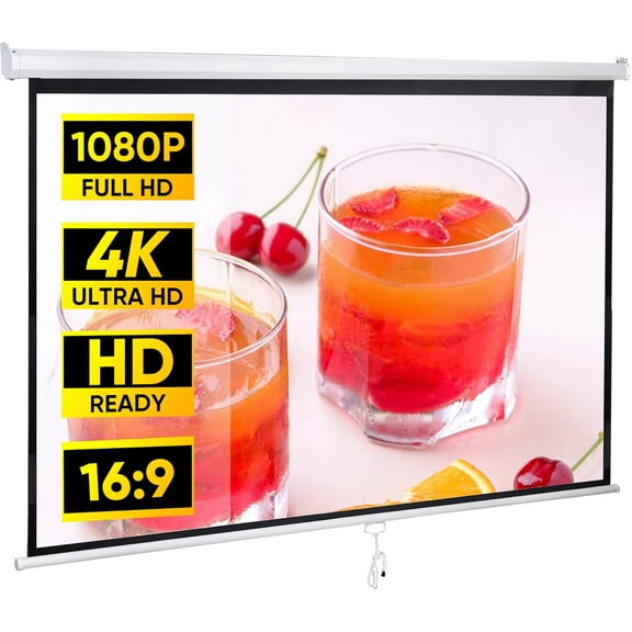 BOBOKY Outdoor Projector Screen 16:9 Pull Down HD, Portable Folding Home Theater Projection Screen for Indoor Outdoor Movies, 100 Inch Movie Screen with Carry Bag, Easy Setup.80'' White