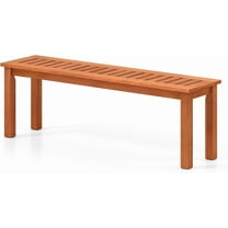 BOBOKY Patio Wood Bench, 2-Person Solid Wood Bench with Slatted Seat, Long Loveseat with Stable Wood Frame, Indoor Outdoor Dining Bench for Backyard, Poolside, Entryway.47"