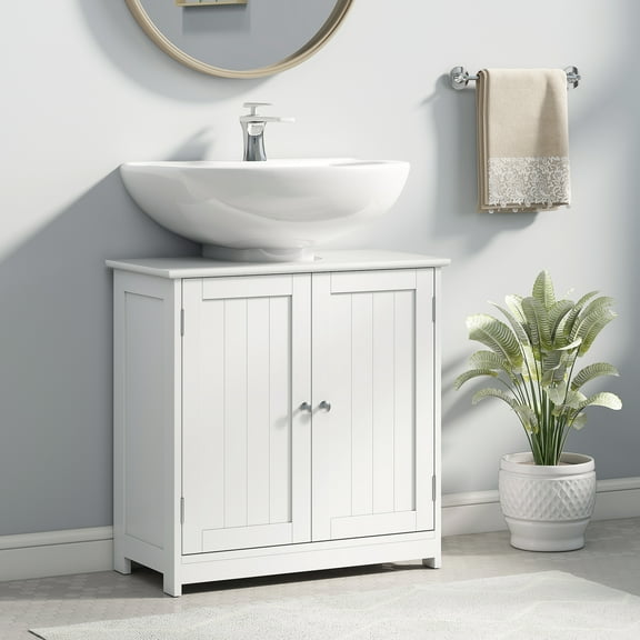 BOBOKY Pedestal Sink Storage Cabinet, Bathroom Vanity with Doors & Adjustable Shelf, Maximizes Under Sink Space for Toiletries, Towels.White