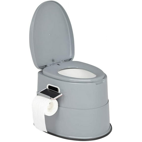 BOBOKY Portable Toilet | Indoor Outdoor Commode w/Detachable Inner Bucket & Removable Paper Holder, Lightweight & Compact for Camping, Boat, Van, Emergency Use,Gray