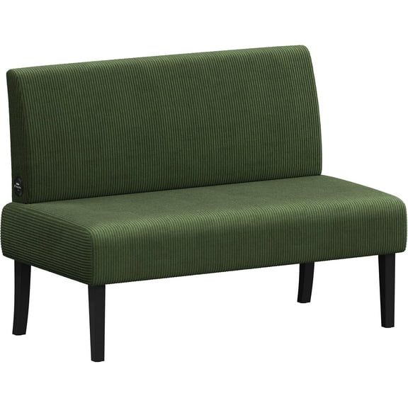 BOBOKY Small Comfy Sofa Mini Loveseat Couch 2-Seater Armless Sofa Chair, Corduroy Fabric & Easy Assembly, for Small Spaces Living Room, Bedroom, Dorm, Office, with USB,Green