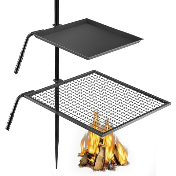 BOBOKY Swivel Grill for Campfire Heavy Duty, 360 Rotating Over Fire Grill with Adjustable Height for Outdoor BBQ Cooking.