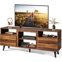BOBOKY TV Stand for 65 Inch TV, 58 inch Entertainment Center with 2 Storage Cabinets, Media Console for Living Room, Bedroom and Office,Retro Brown,TV stand without fireplace