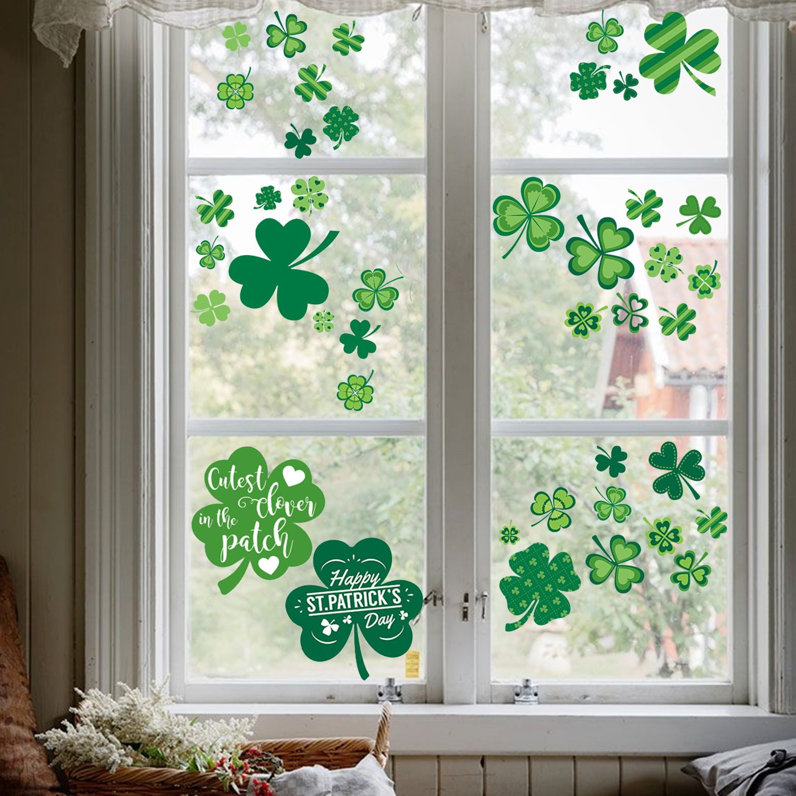 Window Stickers Irish BOBOMOTI 4 Sheet St Patricks Day Window Clings Stickers Shamrock Clover ...