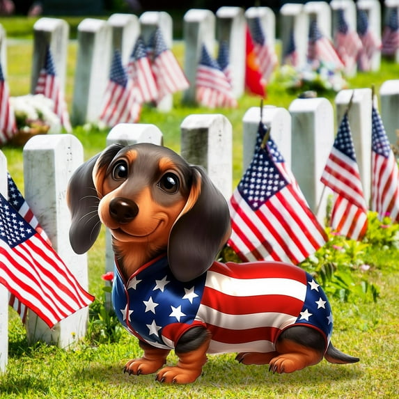 BOBOMOTI 4th Of July Dachshund Garden Decor Independence Day Patriotic American Dog Yard Stakes for Holiday Seasonal Outdoor Decor
