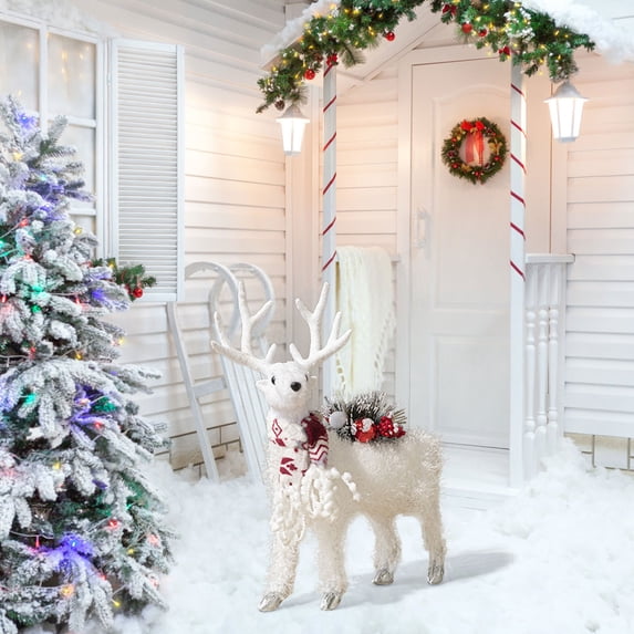 BOBOMOTI Christmas Indoor Decorations Christmas White Deer Figurine for Xmas Holiday Party Decorations Gifts Clearance