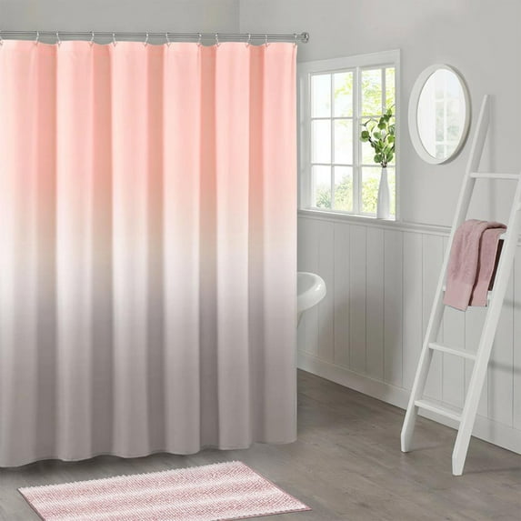 BOBOMOTI Shower Curtain with 12 Hooks Pink and Gray Multi Color Bathroom Shower Curtain Waterproof and Washable Shower Curtains Clearance 72''x72''