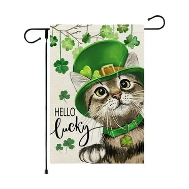 BOBOMOTI St Patricks Day Garden Flag Decorations 12x18 Inch Green Shamrocks Clovers Flag for Irish Holiday Party Outdoor Decor