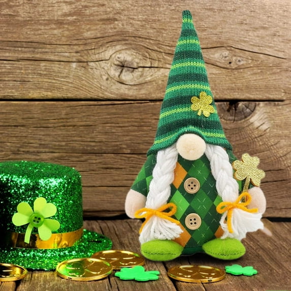 BOBOMOTI St Patricks Day Gnomes Decorations Handmade Green Irish Gnome Scandinavian Tomte Leprechaun Irish Party Supplies Home Table Decor Ornaments