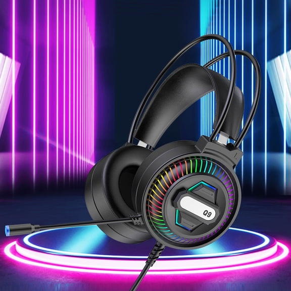 BOBOMTOI Earbuds Clearance Head Mounted Wired Gaming Headphones With 7.1 USB Interface Cool Light Effect 50mm Speaker And Stereoscopic Sound Effect Headphones