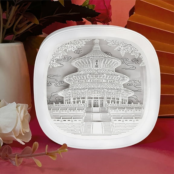 BOBOMTOI Night Light Gifts Castle Stereo Paper Carving Lamp Birthday Gift Nightlight Desktop Ornaments Holiday Gift Paper Carving Lamp