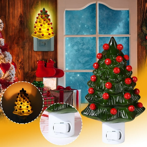 BOBOMTOI Night Lights for Kids Christmas Tree Night Light Decorative Xmas Tree Nightlight With Lamp Plug In Vintage Night Light Christmas Tree With Multicolor Bulbs For Home Bedroom Decor