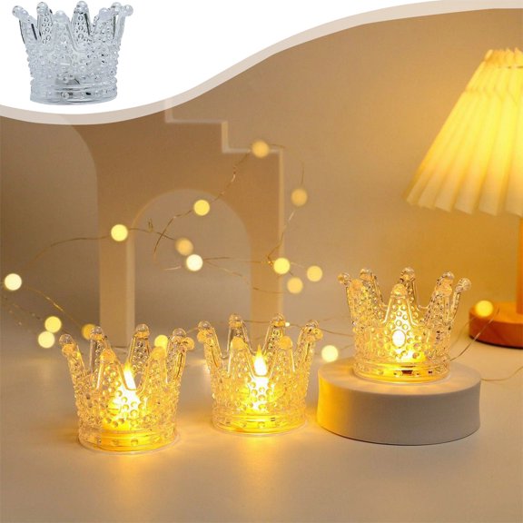 BOBOMTOI Night Lights for the Room Christmas Decoration Crown Atmospheres Night Light LED Electronic Candle Crystal Light Party Scene Decoration Atmospheres Light